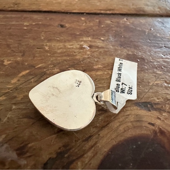 NWT Heart-Shaped Sterling Silver 925 Pendant with Turquoise and Marble Matrix - Picture 9 of 10